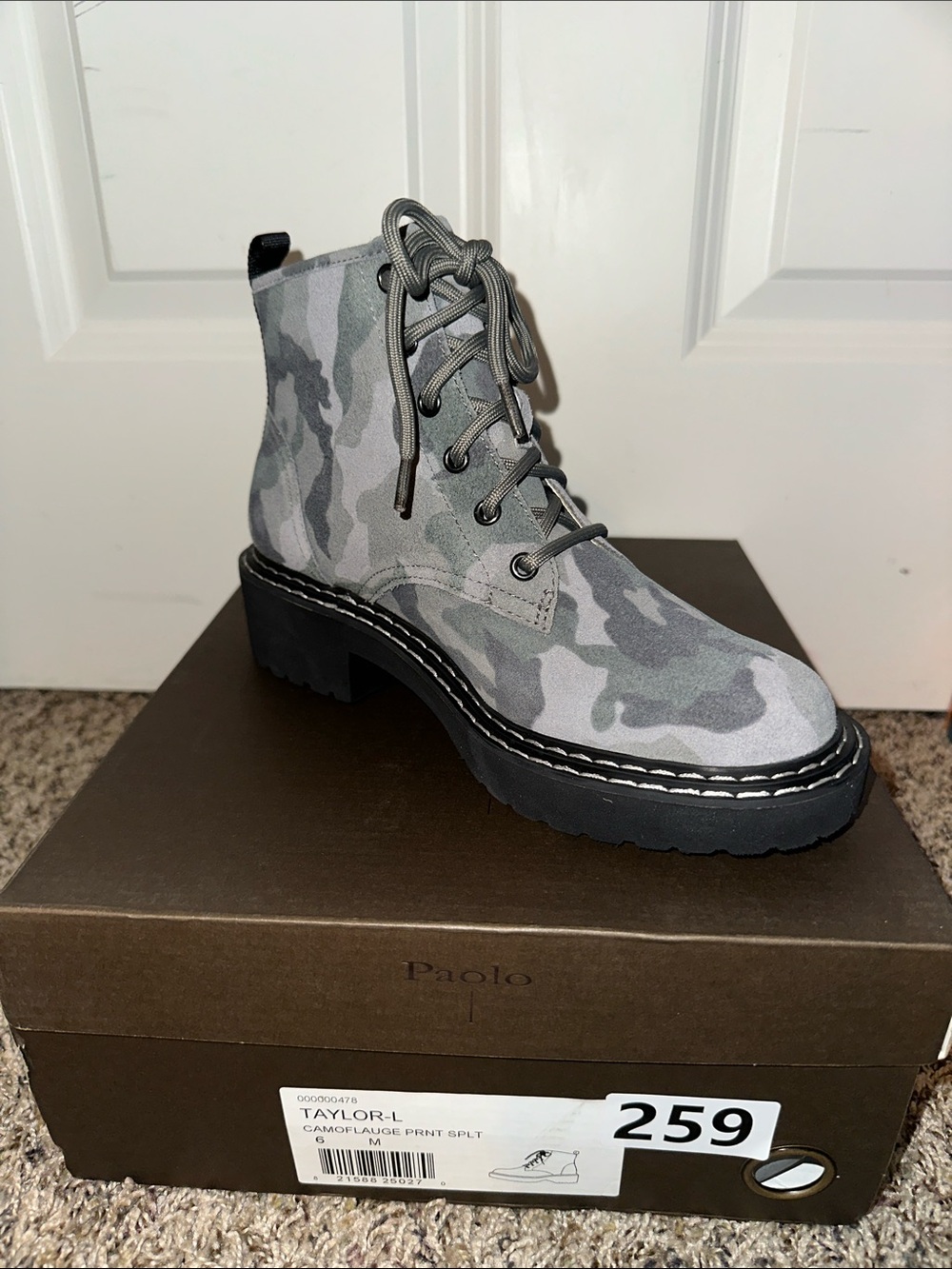 Paolo Gray Camouflage Lace-Up Ankle Boot